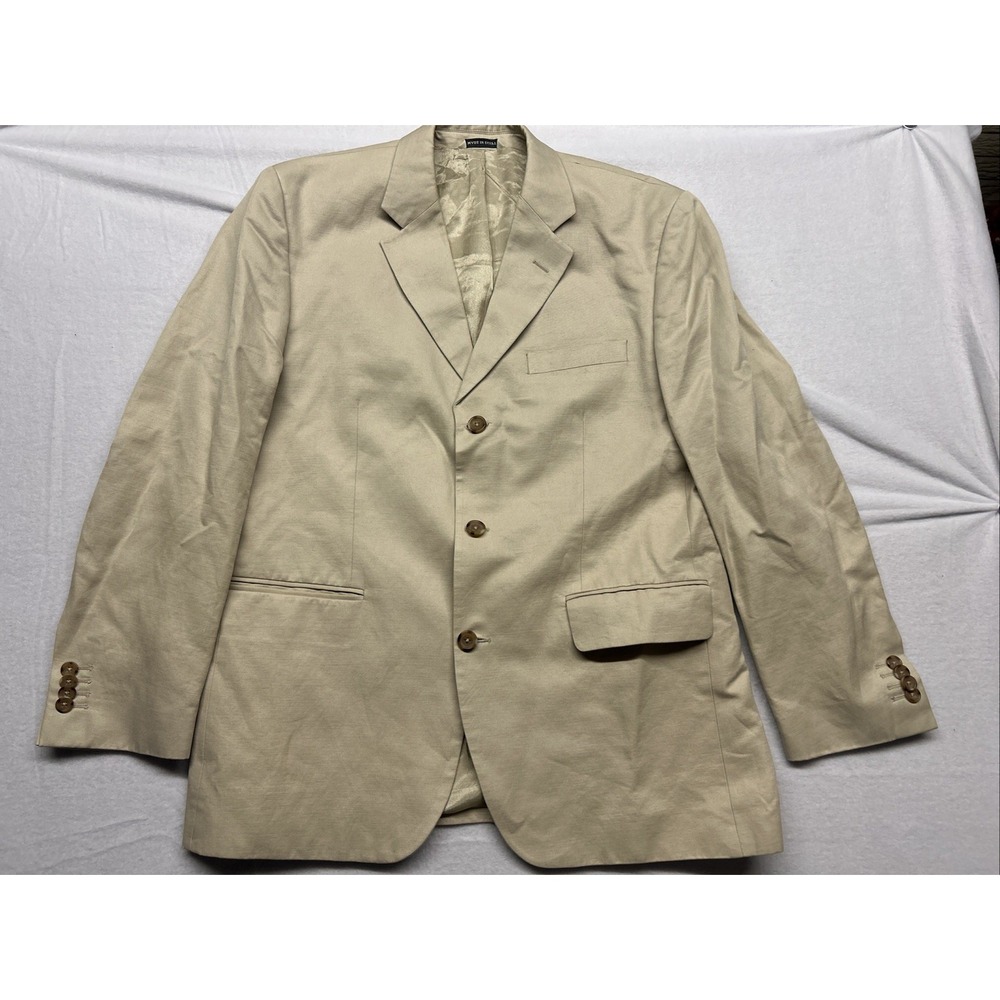 Banana Republic Beige Cotton Linen Blazer Two Button Two Vent 32S